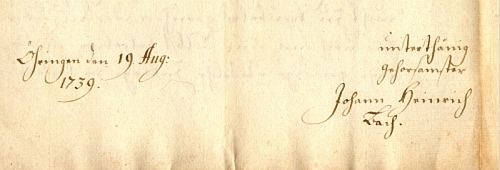 Unterschrift von Johann Heinrich Bach