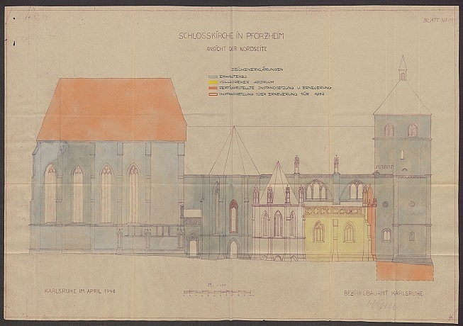 Pforzheim, Schloßkirche, Wiederaufbau und Erhaltung des Baudenkmals 