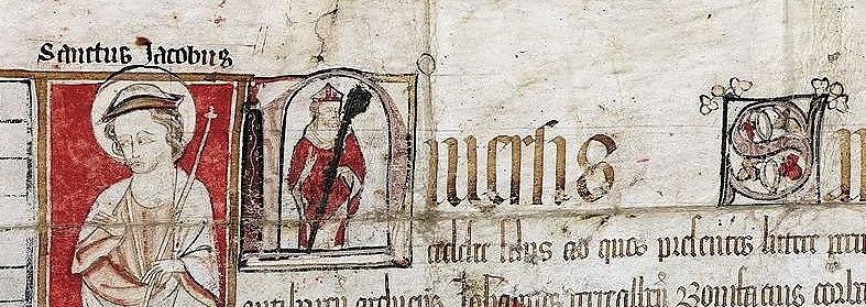 Der heilige Jakobus in einer Urkunde von 1332