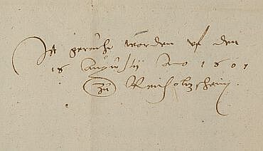 Rugzettel aus Reicholzheim, 1601 (Vorlage: LABW StAWt G-Rep. 102 Nr. 534)