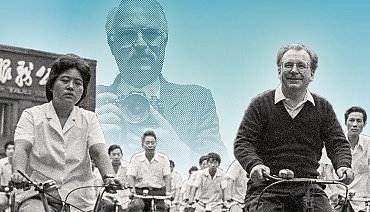 Lothar Späth auf Fahrradfahrt in China