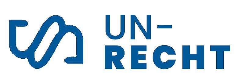 Logo des Projekts UnRecht der Schülerakademie Karlsruhe in Blau auf weißem Hintergrund.