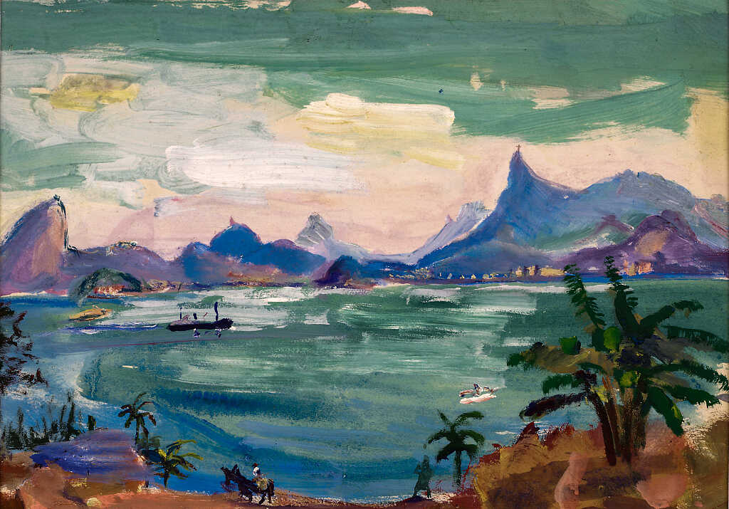 Bild zeigt das Gemälde „Die Bucht von Rio de Janeiro“ von Fritz Steisslinger (1891–1957) aus dem Jahr 1934.