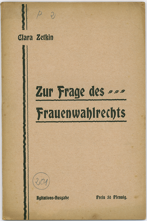 Titelblatt von Clara Zetkin: Zur Frage des Frauenwahlrechts. Berlin 1907