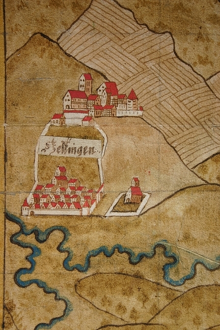 Ausschnitt aus der Hohenzollern-Hechingischen Landkarte (Signatur: Staatsarchiv Sigmaringen K I Z/2) Kartograf: Johann Ulrich Stierlin, Zeugwart und Feldmesser auf Hohentübingen (1660 - nach 1717)