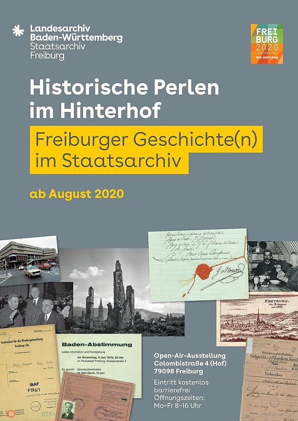 Plakat zur Ausstellung Historische Perlen im Hinterhof