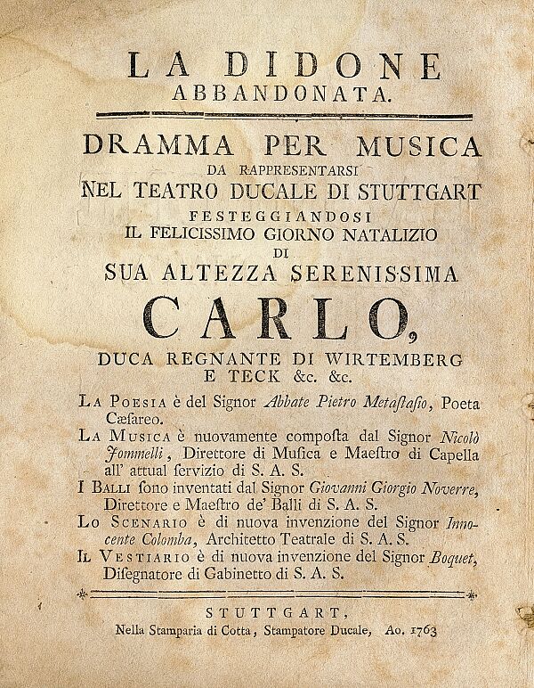 Niccolò Jommellis La Didone abbandonata 